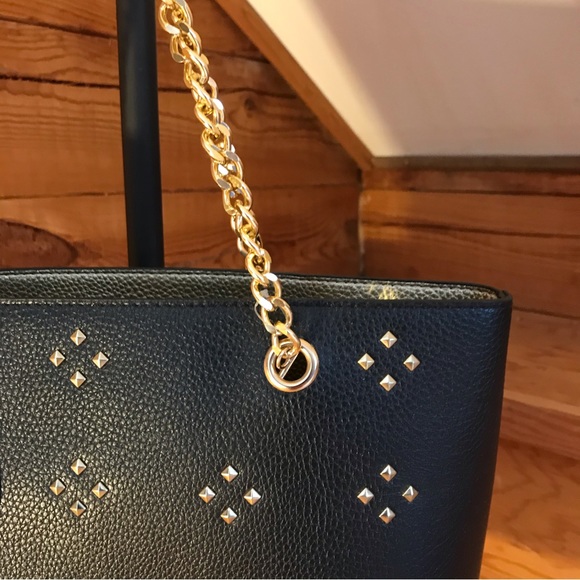 ImoShion USA Black Faux Leather Gold Chain Charger USB Purse Bundle, NWT, 14” - Picture 2 of 16